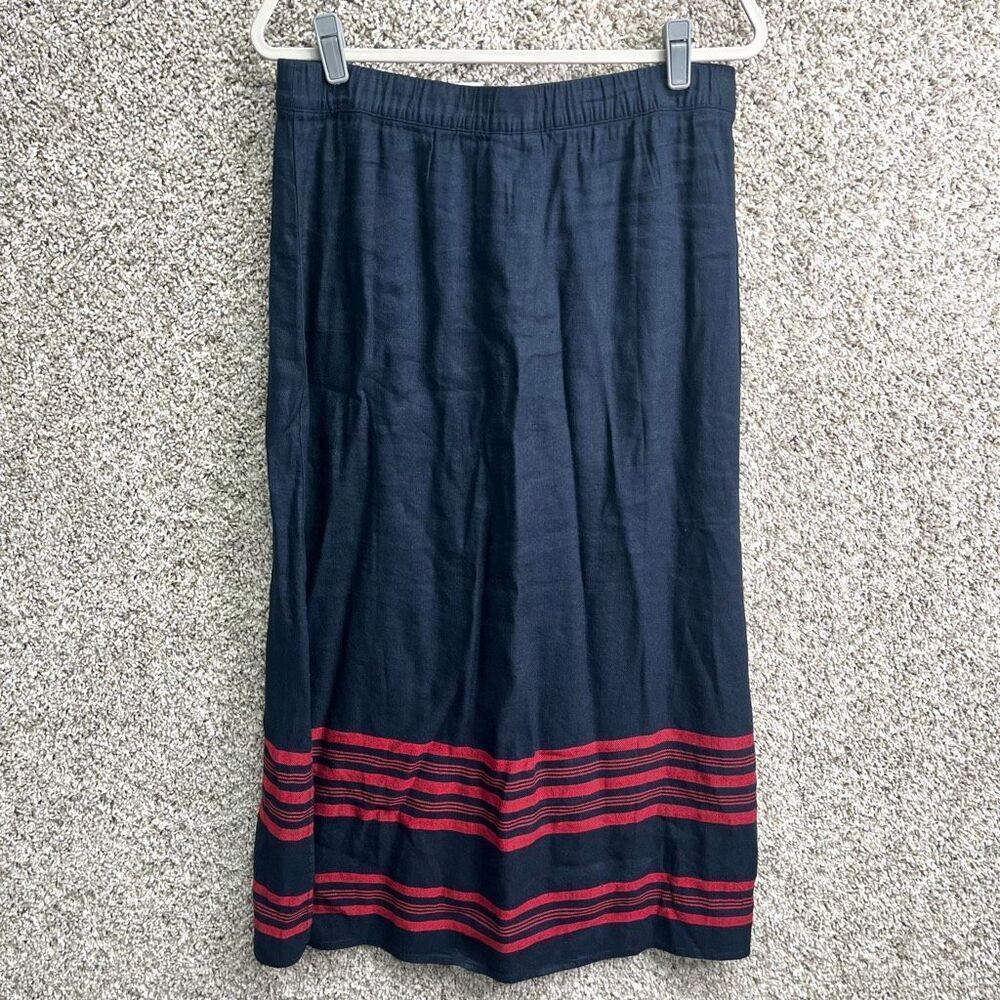 J. Jill Skirt Women’s Medium Navy Blue & Pink Linen Blend Maxi NWT - Picture 7 of 10